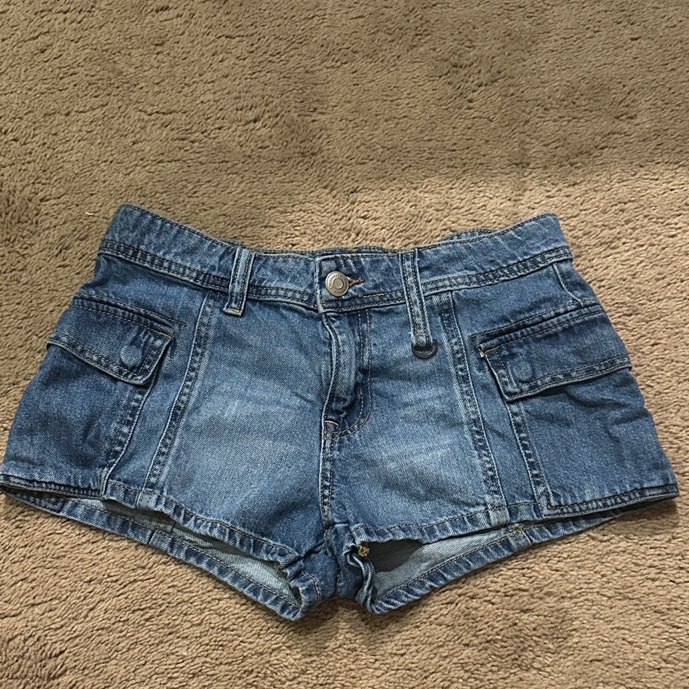AEO Blue Denim Jean Cargo Shorts